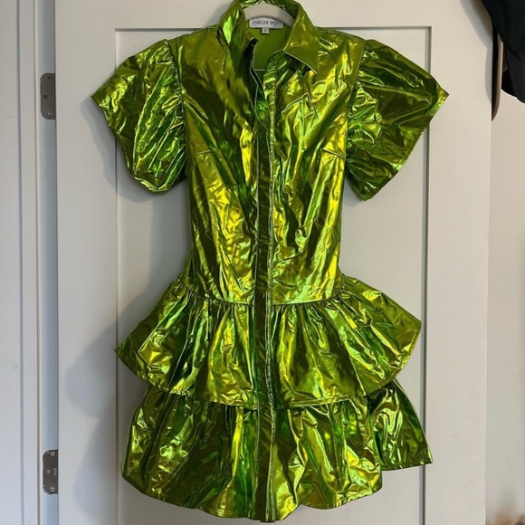 MADELEINE SIMON STUDIO Dragon Fire Metallic Goddess Dress. Wolf & Badger - Picture 2 of 4